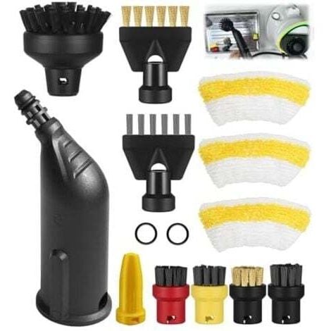 ODIPIE 14 pièces pour accessoires Kärcher SC1 SC3 SC5 SC4 SC2, pour accessoires de nettoyeur vapeur Kärcher SC1 SC3 SC5 SC4 SC2 comprenant une buse allongée, une buse courbée, une brosse ronde, une buse pour