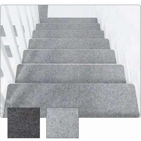 14 pièces Tapis escalier antidérapant Tapis adhésif Tapis de Marche Couvre Tapis de sécurité Lavable pour Enfants anés et Animaux de Compagnie (Gris Clair)