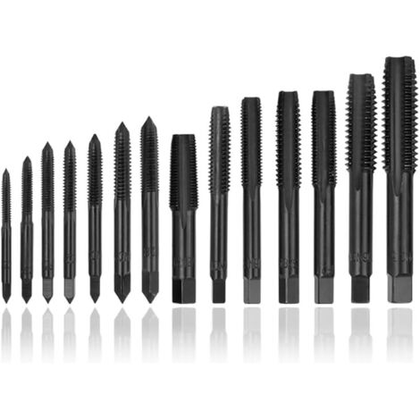 14 Pièces Tarauds à Goujure Droite, Tarauds à Vis Cannelés Droite Taraud à Filetage Américain Taraud Machine en HSS Kit Foret Taraudage Filetage Taraud pour Filet Rapport