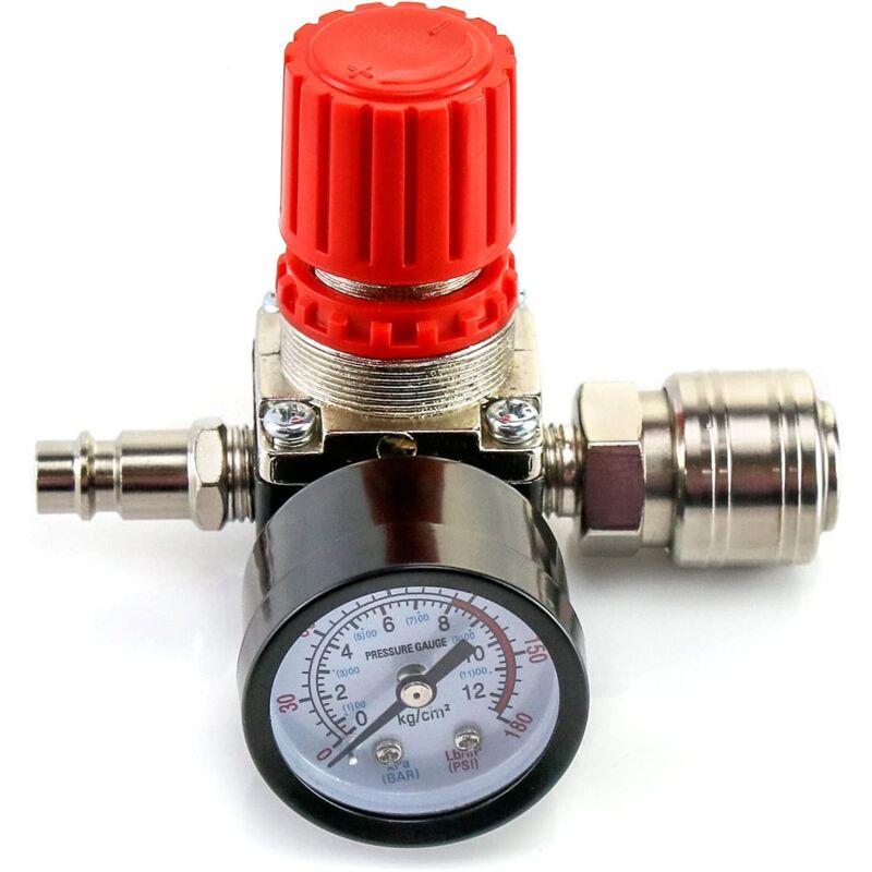 1/4' Régulateur de pression de compresseur d'air,(Valve à quatre voie), vanne de régulation de pression avec connexion 140 psi 12 bar