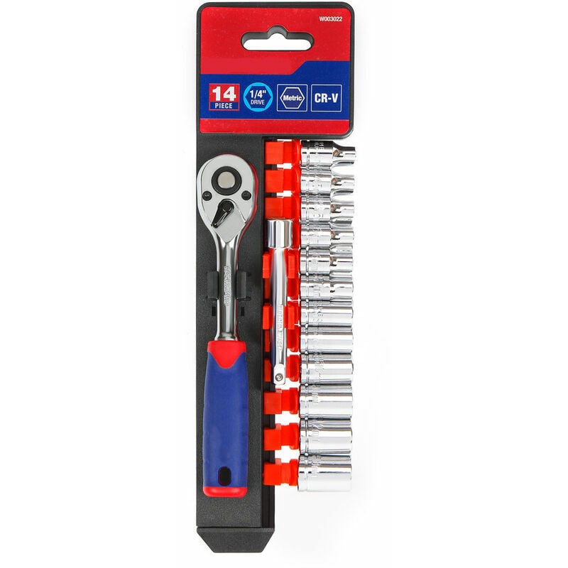 1/4 Schnellspanner-Ratschenschlüsselsatz mit 72 Zähnen und 14-teiliger Cr-V-Stecknuss | 06286529004239 1/4 Schnellspanner-Ratschenschlüsselsatz mit 72 Zähnen und 14-teiliger Cr-V-Stecknuss | 06286529004239