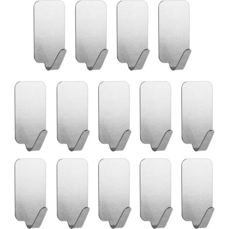 14 selbstklebende Edelstahl-Wandhaken, keine Nägel erforderlich, für Küche/Bad/Büro/Kleiderschrank