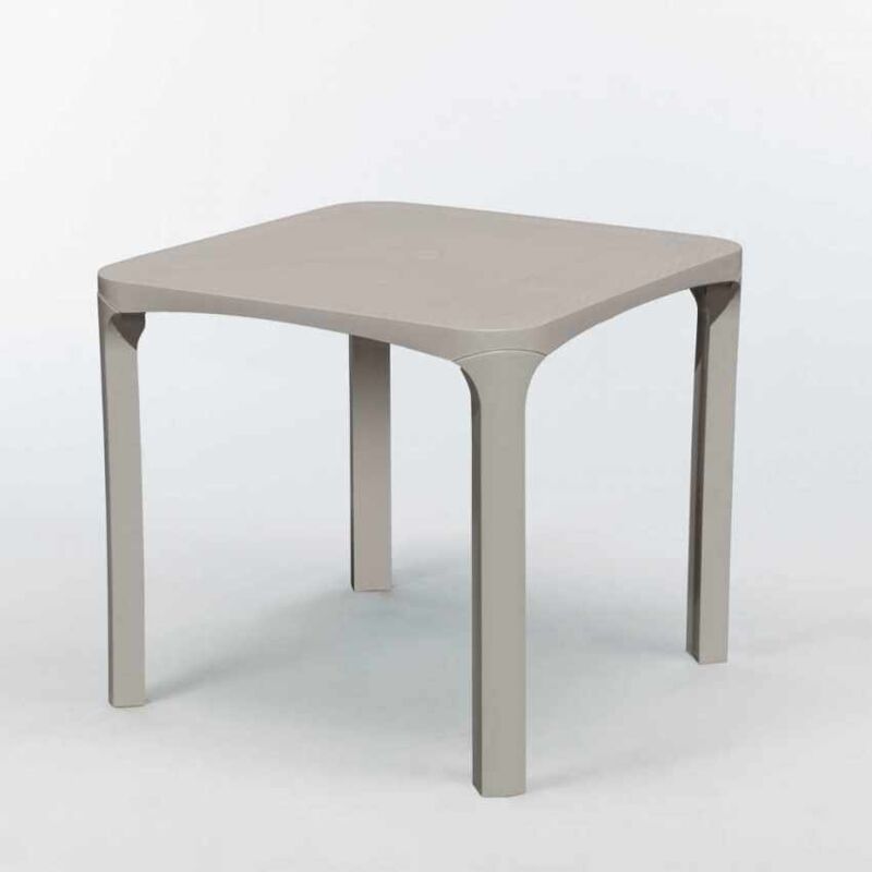 Grand Soleil – Table de jardin carrée 80x80cm – Polyrotin beige