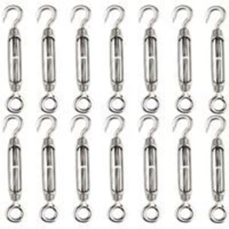 14-teiliger M4-Drahtspanner mit Haken und Öse, Spanner aus Edelstahl 304, Hochleistungsseilspannung