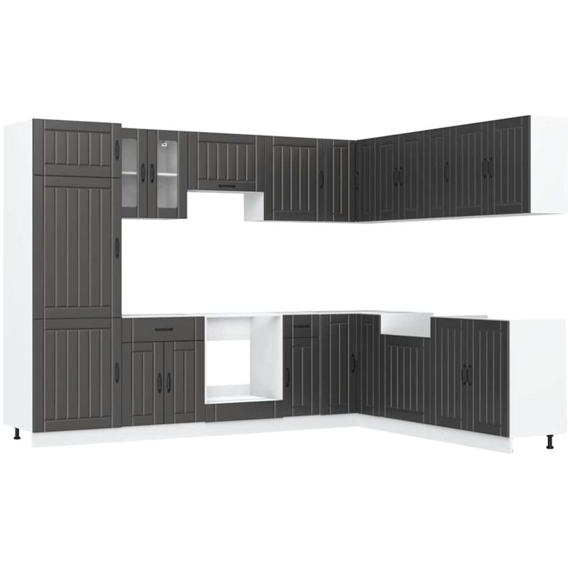 14-tlg. Küchenschrank-set Lucca Schwarz Holzwerkstoff Vidaxl