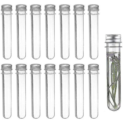 14 transparente Kunststoff-Reagenzgläser mit Schraubverschluss, 40 ml