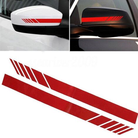 14 x 1,4 cm zerkratzter Auto-Rückspiegel-Streifenaufkleber, Reflektor-Umkehrspiegel-Taillen-Zugmuster-Dekoration, 4 Stück (rot)