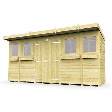 14 x 4 Feet Pent Summer Shed - Wood - L118 x W417 x H201 cm
