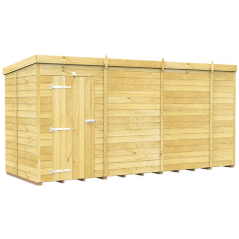 14 x 5 Feet Pent Shed - Single Door Without Windows - Wood - L147 x W417 x H201 cm