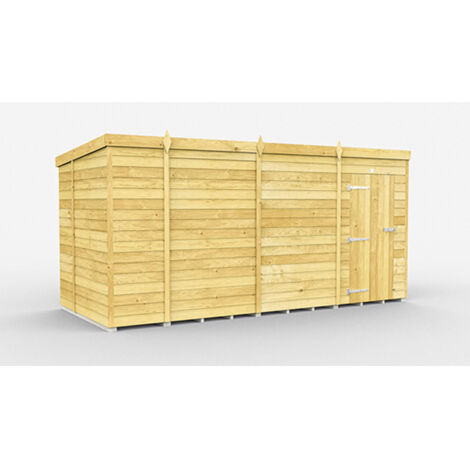 14 x 6 Feet Pent Shed - Single Door Without Windows - Wood - L178 x W417 x H201 cm