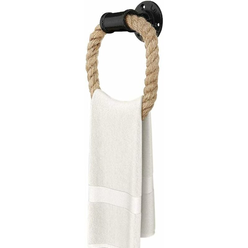 Fei Yu - 14 x 7cm Porte-Serviette en Corde de Chanvre Vintage Ring Wall Mount Porte-Serviette en Corde de Chanvre pour Salle de Bains, Toilettes,
