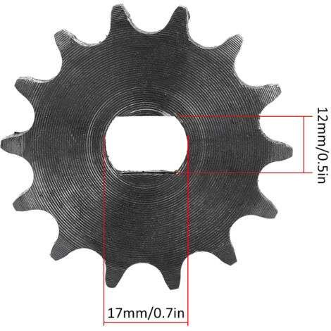 14-Zahn-Ritzel für Elektroroller, kompatibel mit 428er Kette, aus Metall, Abmessungen 12 x 17 mm