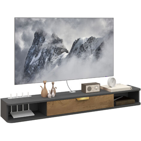 140 cm Floating TV Stand with Storage - Charcoal Grey