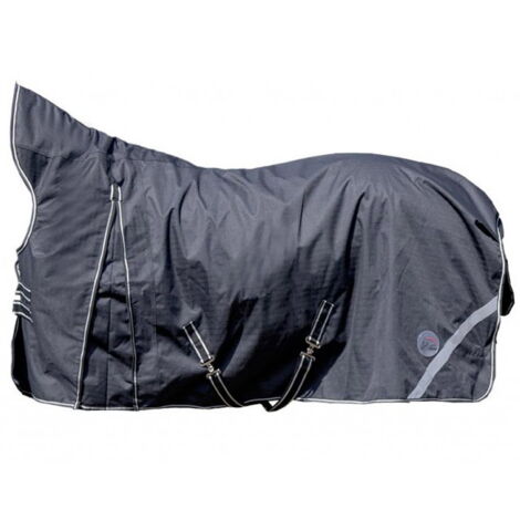 140 cm, Noir: Couverture de paddock imperméable Innsbruck tissu extérieur 1200 deniers avec revêtement lisse et bandes réfléchissantes