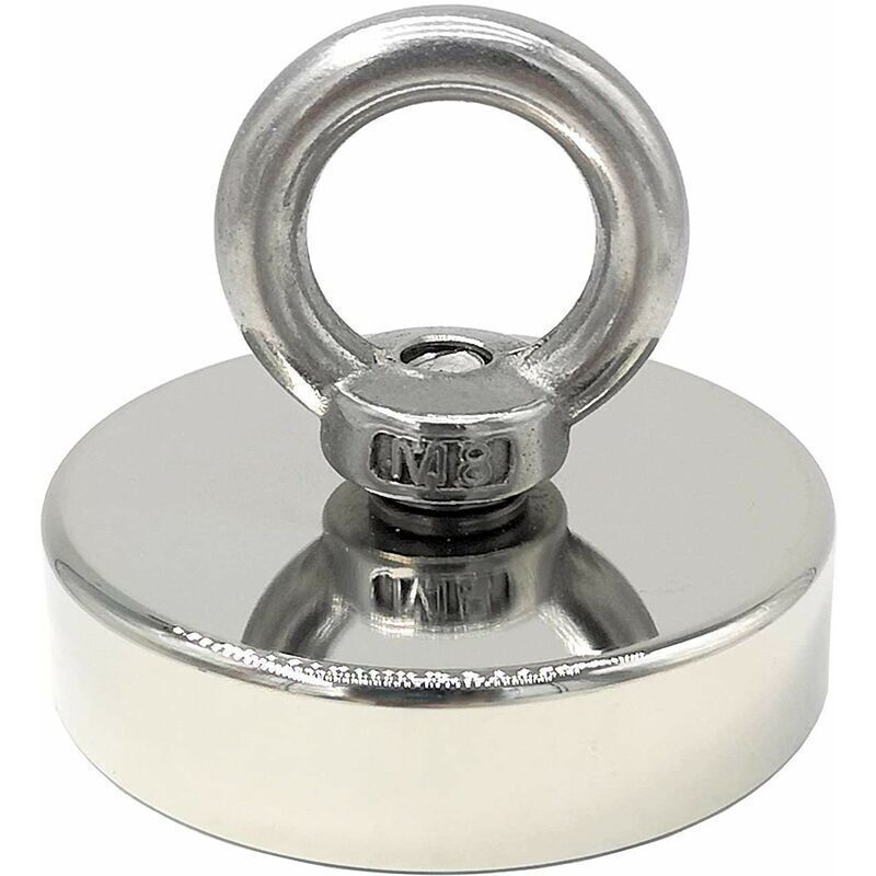 140 kg force neodymium magnet, 60 mm diameter, magnets with powerful lifting rings for industry and science, magnetic fishing, etc.