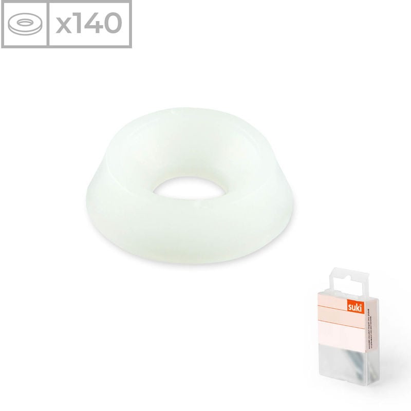 

Suki - 140 Ovalillos de plástico con acabado blanco y 5,3x15mm
