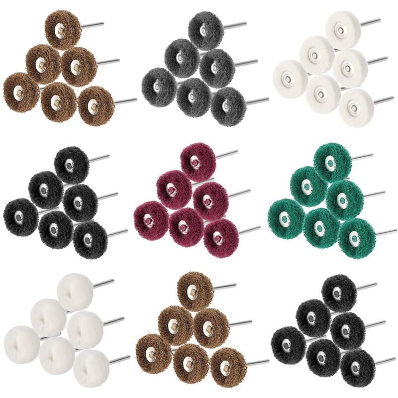 Roleader - 140 Pcs Roues de Polissage Abrasif,25 mm Brosses a Tampons de Roue Abrasifs Mini pour Dremel Outils Rotatifs
