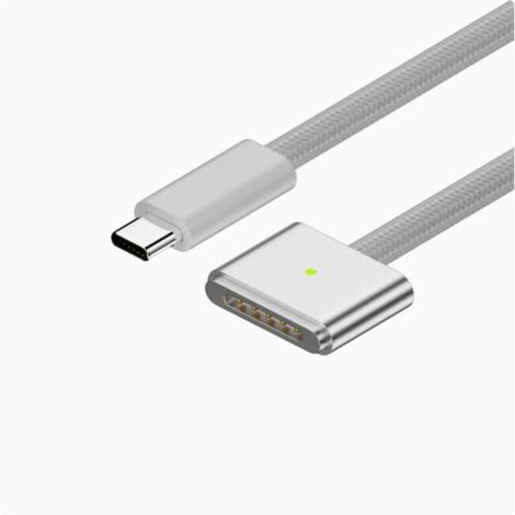 140 W Câble USB C vers Mag3 Charge Rapide de Type C Convertisseur avec lumière LED Compatible avec Pro M1 2021/M2 2023