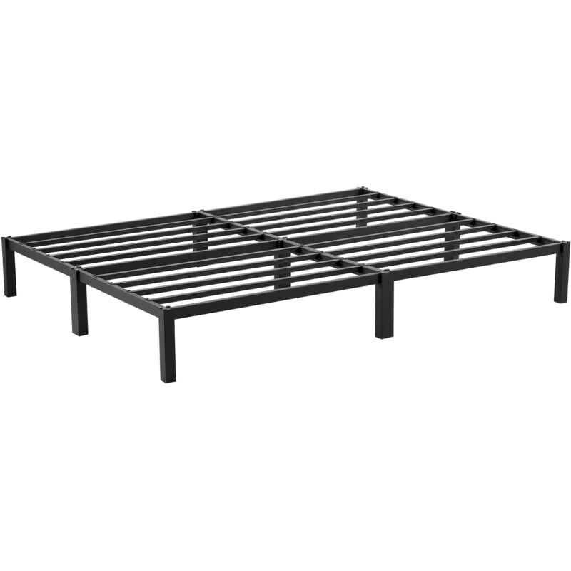 Eggree - 140 x 200 cm Cadre de Lit en Bloc, Metal Sommier pour 2 Personnes Adulte Lit avec Sommier - Noir