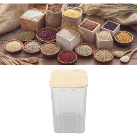 1400-ml-Vorratsbehälter, transparentes Glas mit luftdichtem Verschluss und Bambusdeckel für Mehl, Reis, Kaffee
