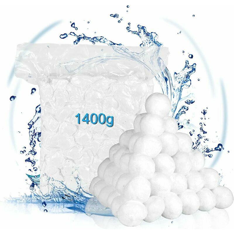 1400g Boules de Filtre de Piscine Équivalent à 50 kg de Filtre à Sable, Balle Filtrante Piscine Convient à Divers Systèmes de Filtration de Piscine