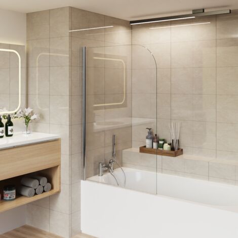 1400mm Bathroom Round Bath Screen Reversible 6mm Easy Clean Glass Chrome