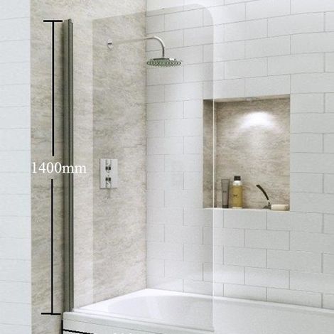 main image of "1400mm Straight Bath Screen with Curved Corner - Kaso 6 by Voda Design (6mm Thick)"