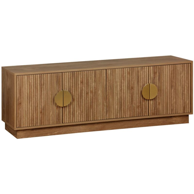 Sweeek - 140cm tv unit exotic wooden effect 4 doors, Celian, Brown, 140x40x48 cm