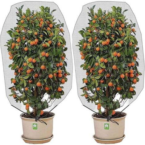 (140X100CM) 2 paquets de filet de barrière contre les insectes et les oiseaux avec cordon de serrage filet anti-insectes de jardin couverture végétale pour protéger les plantes, les Fruits et les fleu