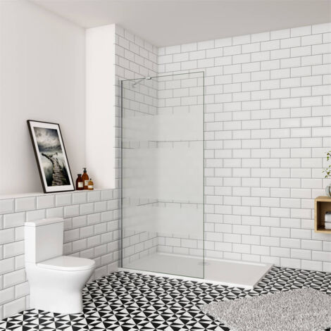 140x190cm 6mm Duschwand mit Milchstreifen Walk in Dusche Glaswand Duschtrennwand Duschkabine