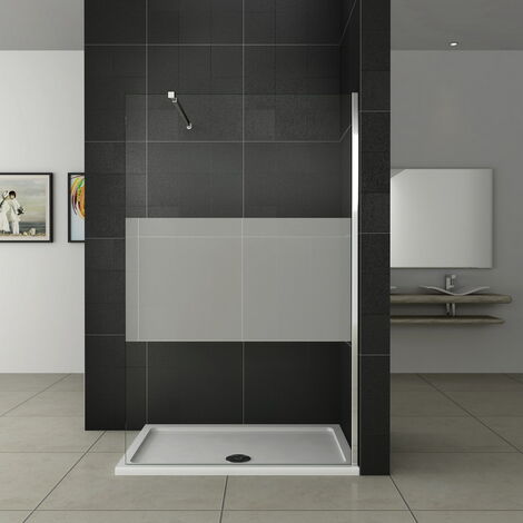 140x200 cm Walk-IN Duschkabine Duschabtrennung(teilsatiniert)+Stabilisatorstangen für die Dusche+Duschtasse