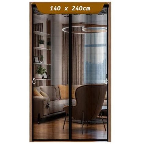 140x240cm Moustiquaire Magnétique Pour Porte, Rideau en Maille, Joint Magnétique de Haut en Bas avec Fermeture Automatique, Maintient l'air frais à l'intérieur- Noir