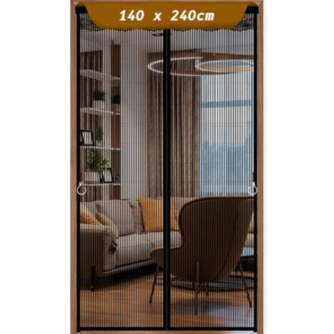 140x240cm Moustiquaire Magnétique Pour Porte, Rideau en Maille, Joint Magnétique de Haut en Bas avec Fermeture Automatique, Maintient l'air frais à l'intérieur- Noir