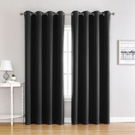 140x240CM Rideaux Occultants pour chambre de salon, Noir, Lot de 2
