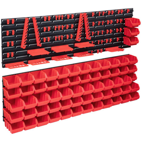 141 Piece Storage Bin Kit with Wall Panels Red and Black vidaXL