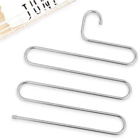 (14,17 x 13,38 pouces, lot de 2, ruban) S-Type en acier inoxydable vêtements pantalons cintres placard rangement organisateur pour pantalons jeans écharpe suspendus