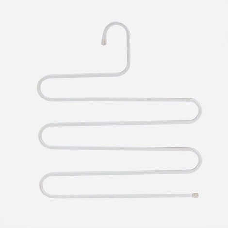 (14,17 x 14,17 pollici, confezione da 2, bianco) Grucce in acciaio inossidabile tipo S per pantaloni, contenitori per armadio e organizer per pantaloni, jeans e sciarpe.