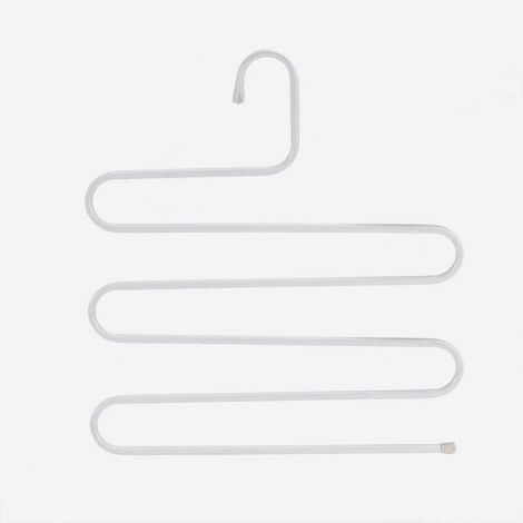 (14,17 x 14,17 pouces, lot de 2, blanc) S-Type en acier inoxydable vêtements pantalons cintres placard rangement organisateur pour pantalons jeans écharpe à suspendre