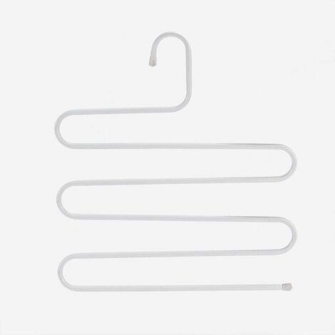(14,17 x 14,17 pouces, lot de 2, blanc) S-Type en acier inoxydable vêtements pantalons cintres placard rangement organisateur pour pantalons jeans écharpe à suspendre
