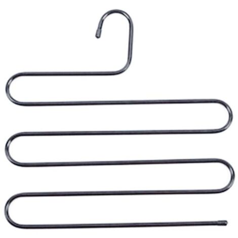 (14,17 x 14,17 pouces, lot de 2, noir) S-Type en acier inoxydable vêtements pantalons cintres placard rangement organisateur pour pantalons jeans écharpe à suspendre