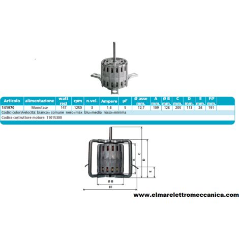 141970 147 W 3 velocità Motore Elettrico Monofase Ventilatore Centrifugo Assiale