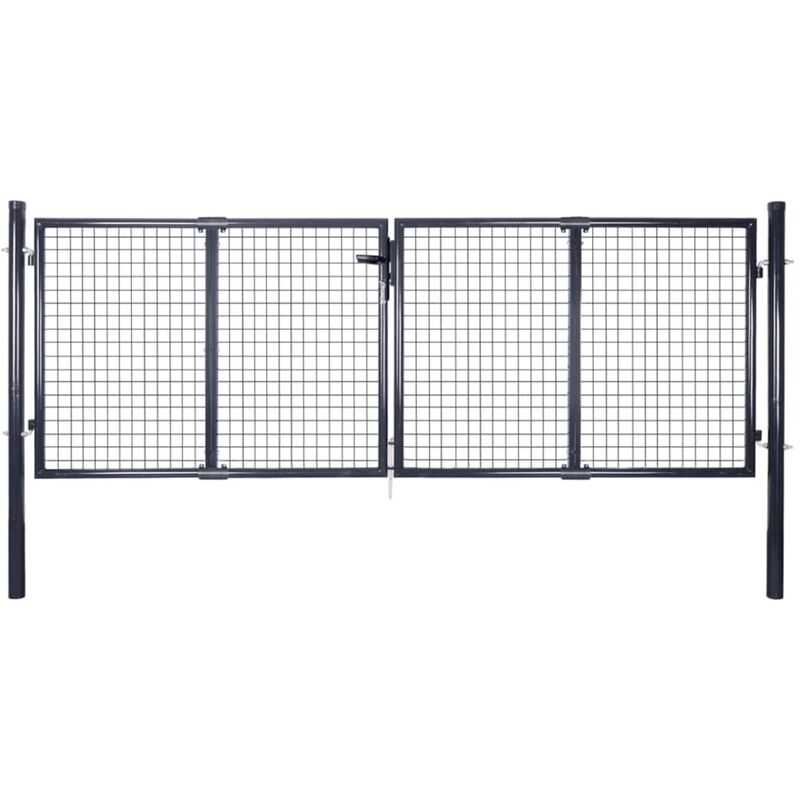 Mesh Garden Gate Galvanised Steel 289x75 cm Grey vidaXL