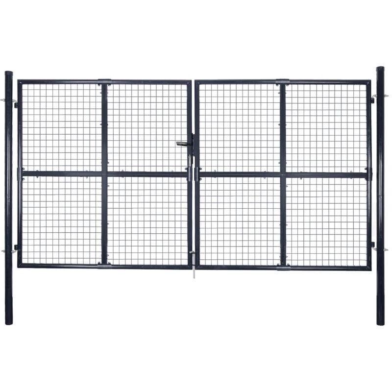 Mesh Garden Gate Galvanised Steel 289x150 cm Grey vidaXL