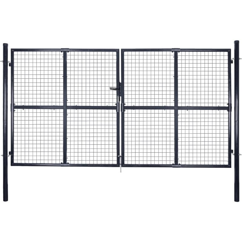 Mesh Garden Gate Galvanised Steel 289x200 cm Grey Vidaxl