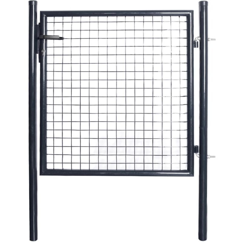 Mesh Garden Gate Galvanised Steel 85.5x100 cm Grey vidaXL