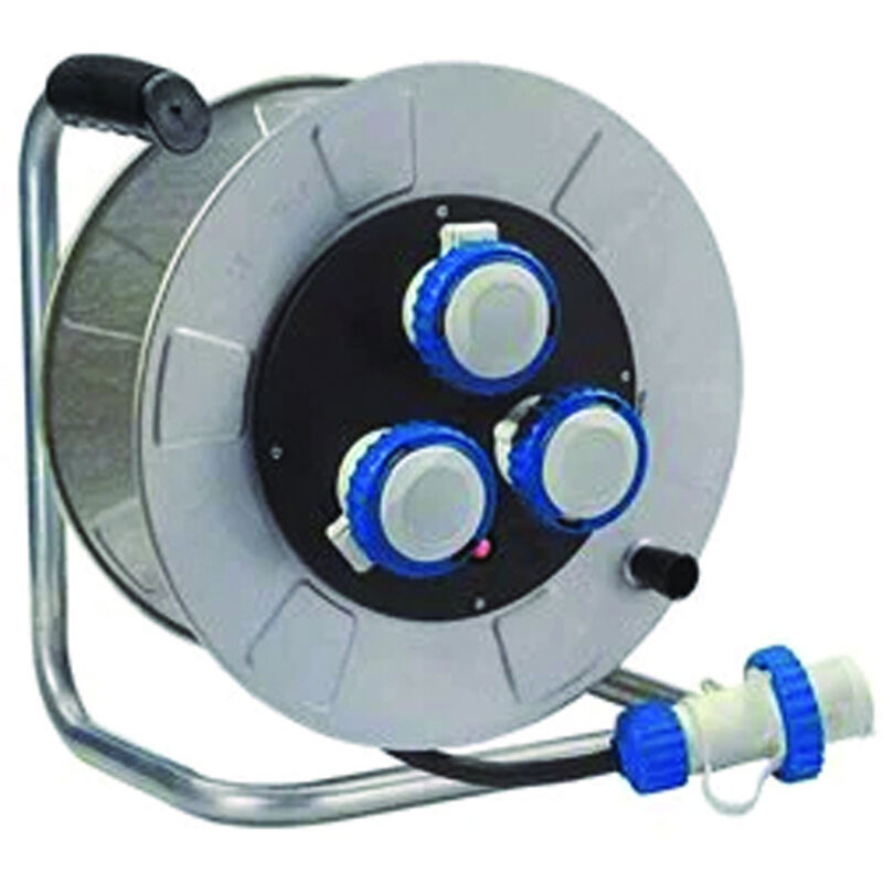 Avvolgicavo Elettrico Industriale 3 Prese Mt30 Linea Golia Metal Fa...