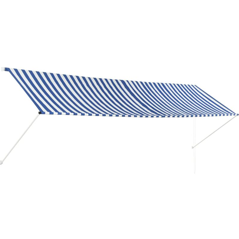 Retractable Awning 400x150 cm Blue and White - Multicolour - Vidaxl