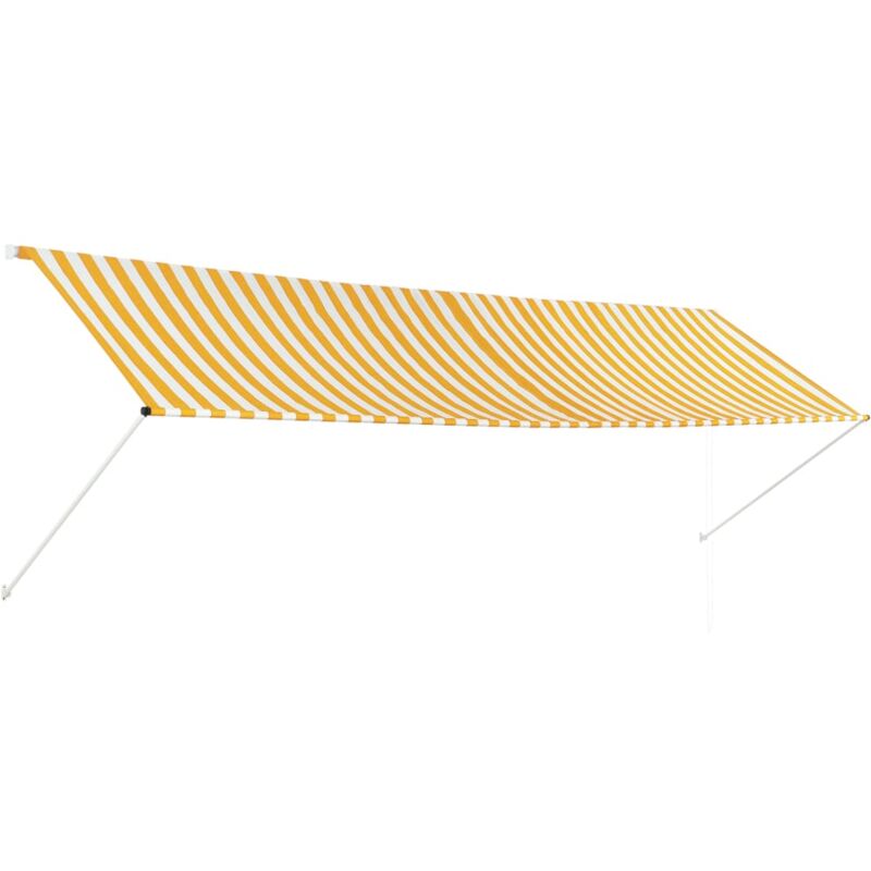 Retractable Awning 400x150 cm Yellow and White - Multicolour - Vidaxl