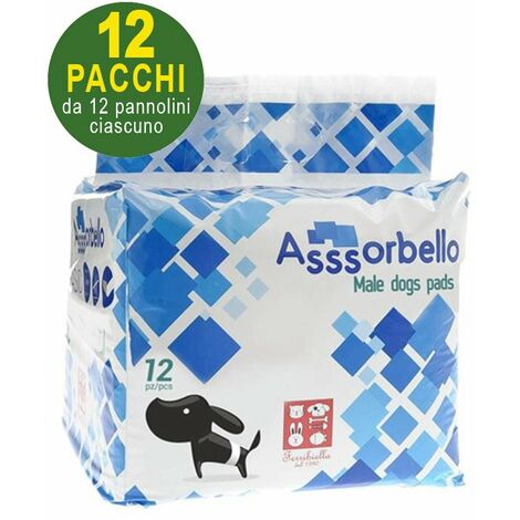144 Couches lavables pour chiens mâles 88 x 20 cm - 12 paquets de 12 chacune