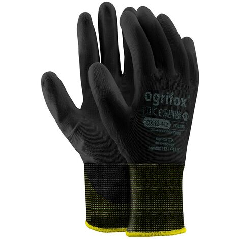 144 Paar Arbeitshandschuhe Polyester Polyethan Beschichtet Montage Schutzhandschuh schwarz Größe 10